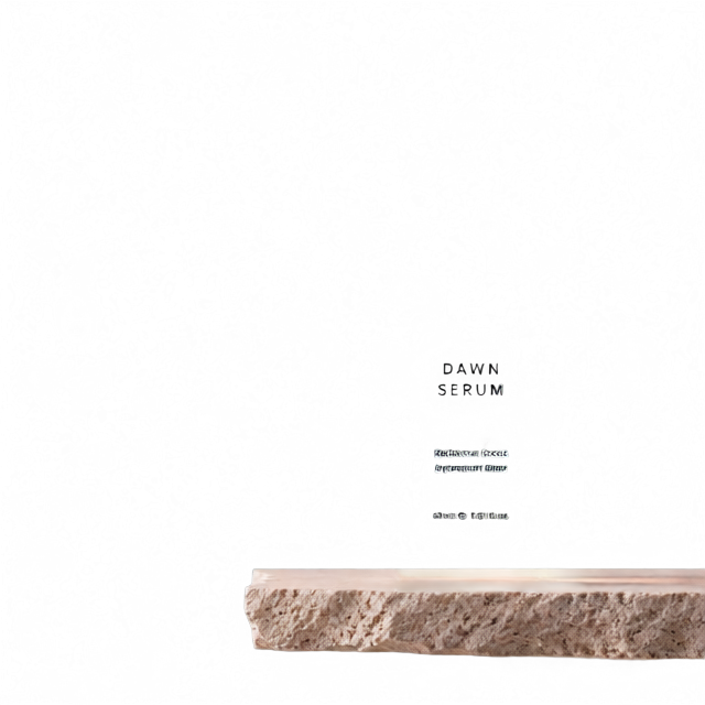 Layer holding the “Dawn Serum” label text and a stone plinth on a transparent background